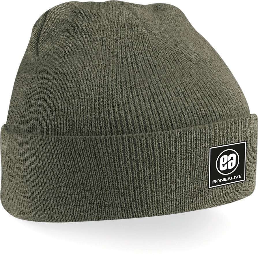 Beanie con parche pvc caqui