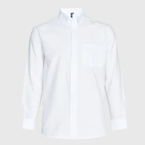 Camisa Jayson Oxford Manga Larga Bolsillo Pegado Blanca